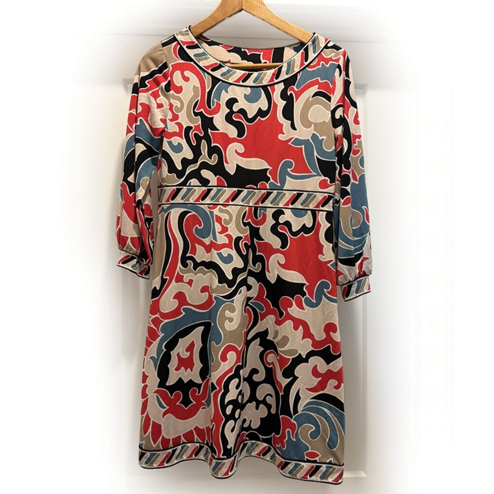 BCBG Max Azria vintage patterned 3/4 length sleeve dress S